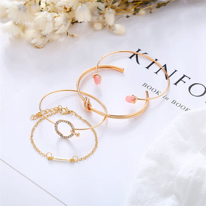 Cubic Zirconia & Goldtone Arrow Bracelet Set