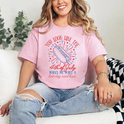 You Look Like the 4th of July Hot Dog Shirt – Funny Independence Day T-Shirt