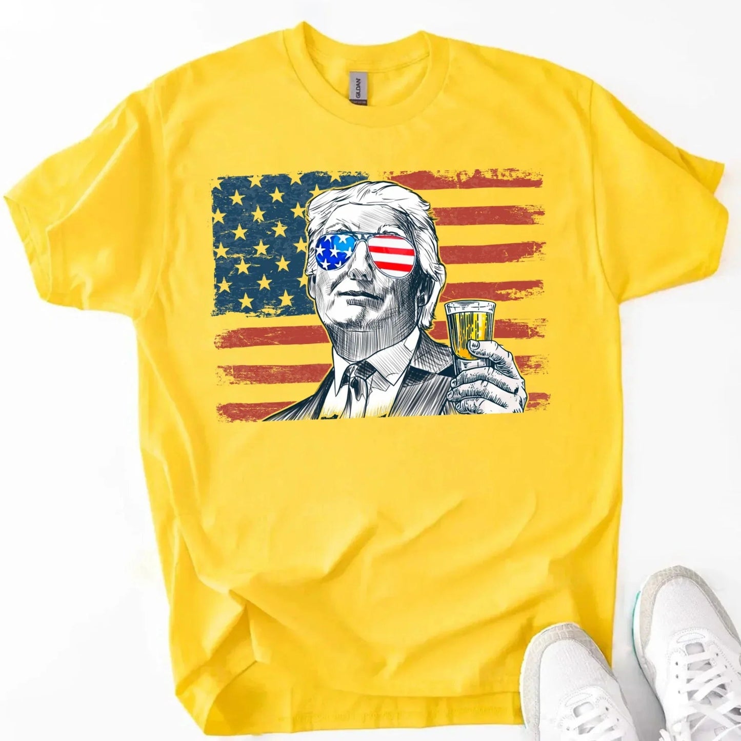 Donald Trump Drinking Party T Shirt Crew Neck Unisex
