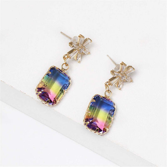 Purple Ombré Crystal & Cubic Zirconia Princess Star Drop Earrings