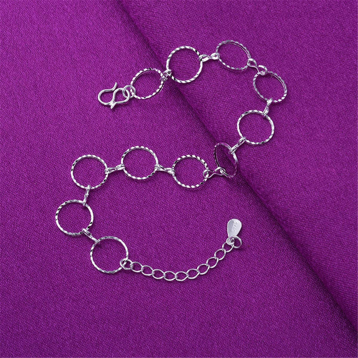 Silvertone Circle Link Anklet