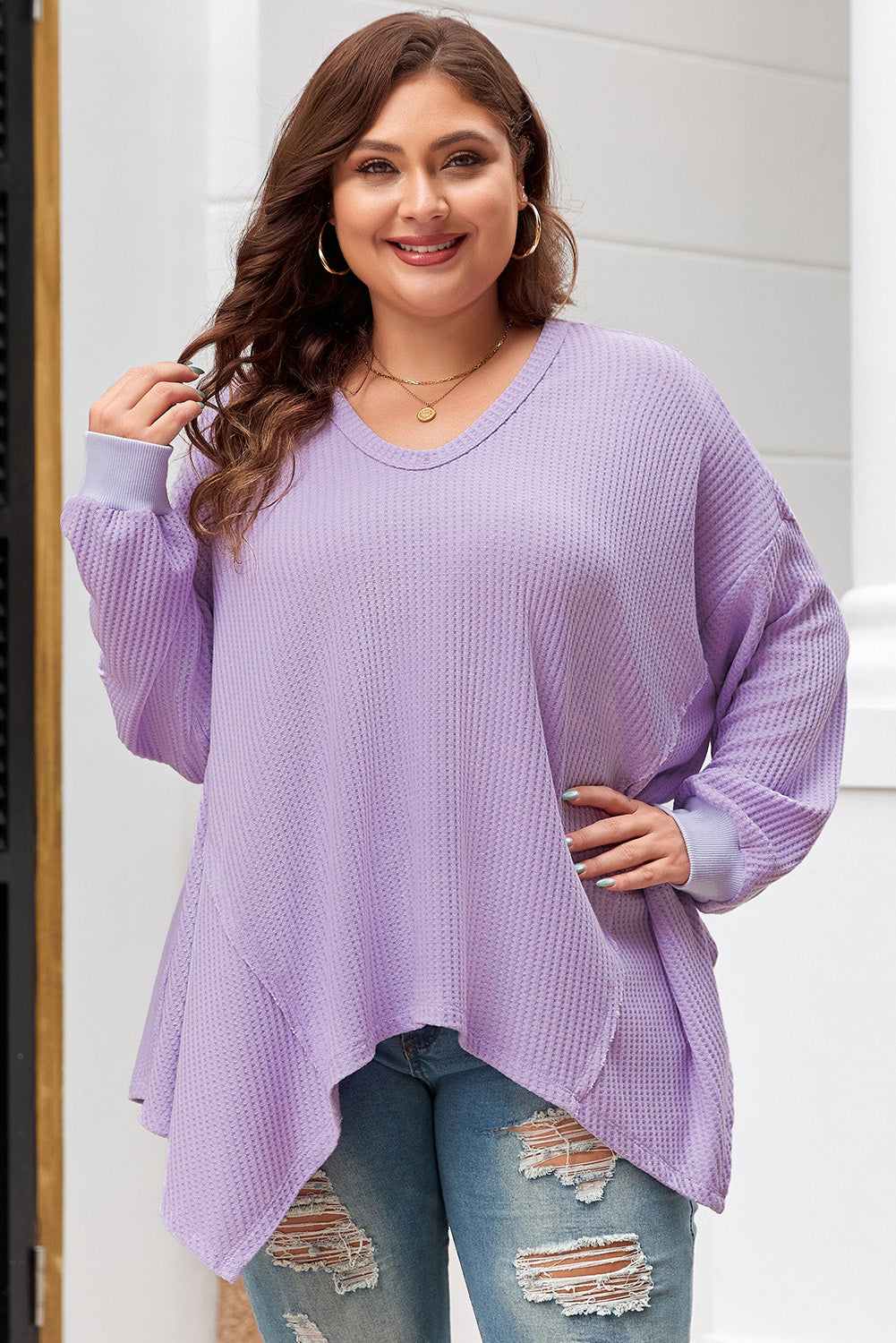 Rivka Exposed Seam Flowy PLUS Top - Orchid Petal / 1X - 14W-16W