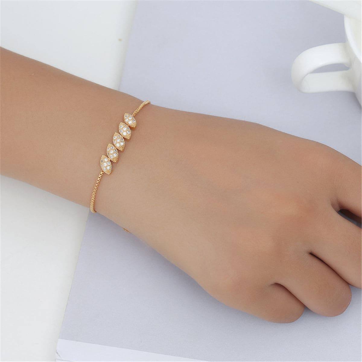 Cubic Zirconia & Goldtone Pear Adjustable Bracelet