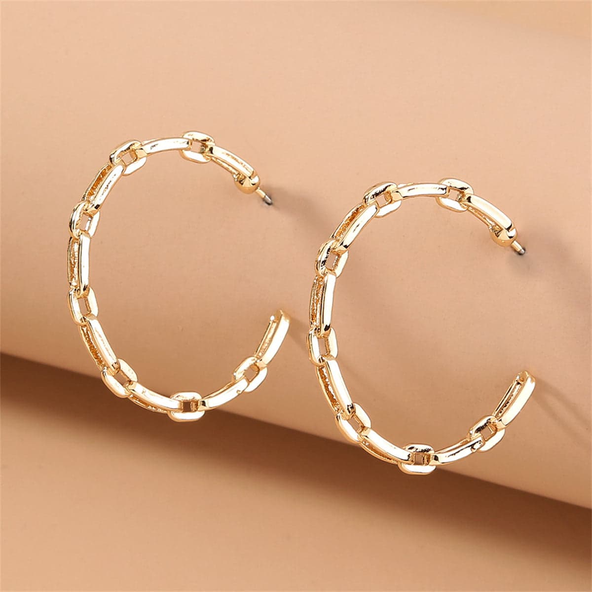Goldtone Chain Hoop Earrings