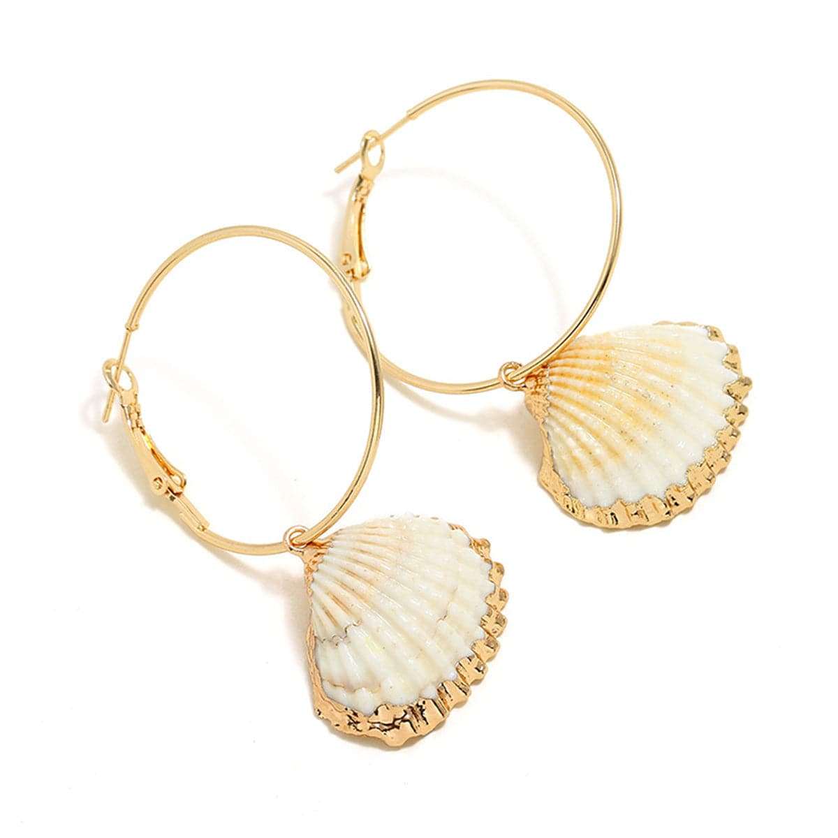 Shell & Goldtone Charm Hoop Earrings