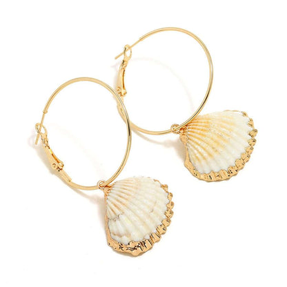 Shell & Goldtone Charm Hoop Earrings