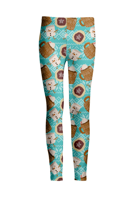 Blue & Brown Marshmallow Snowman Print-