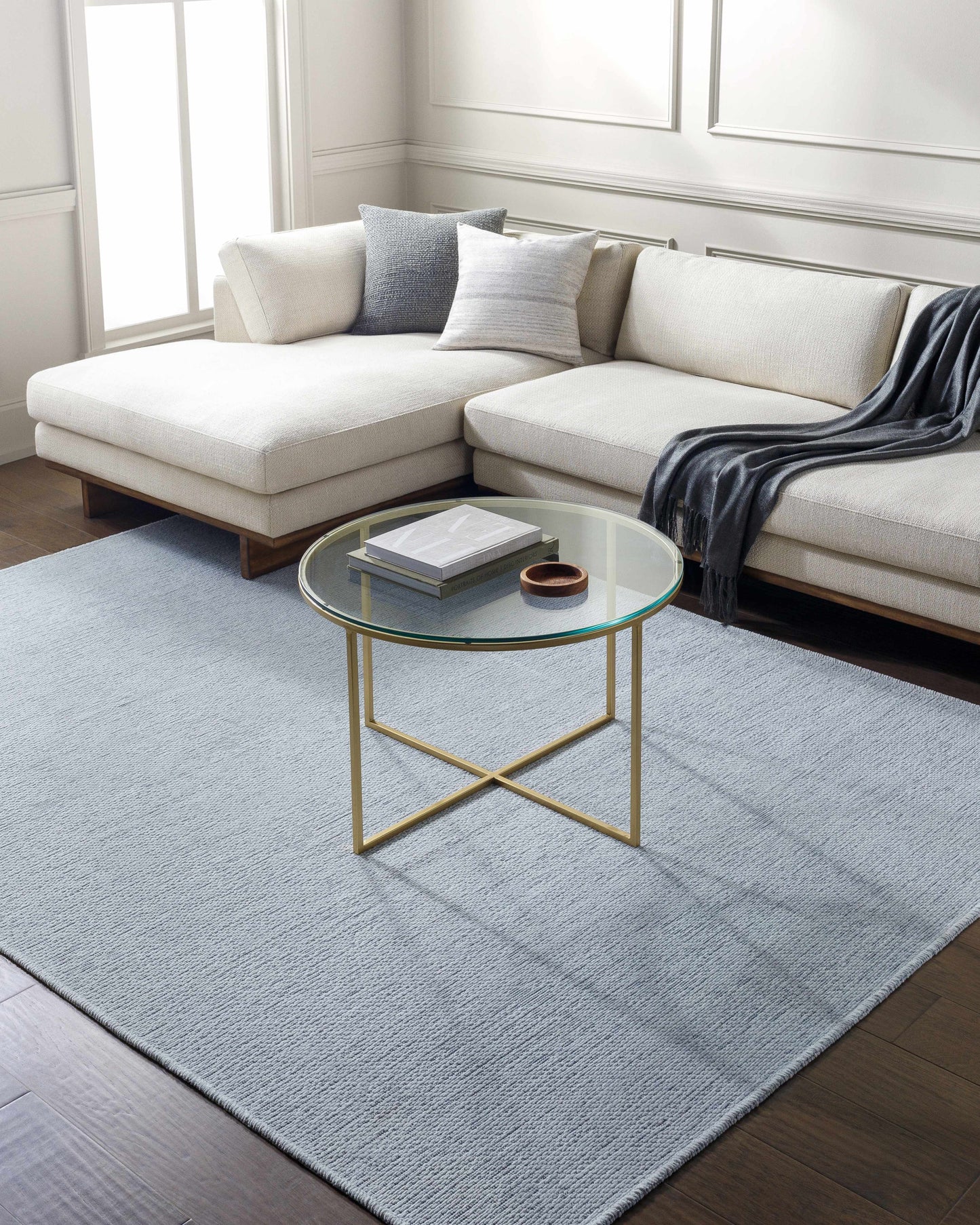 Isako Light Blue Solid Washable Rug - Clearance