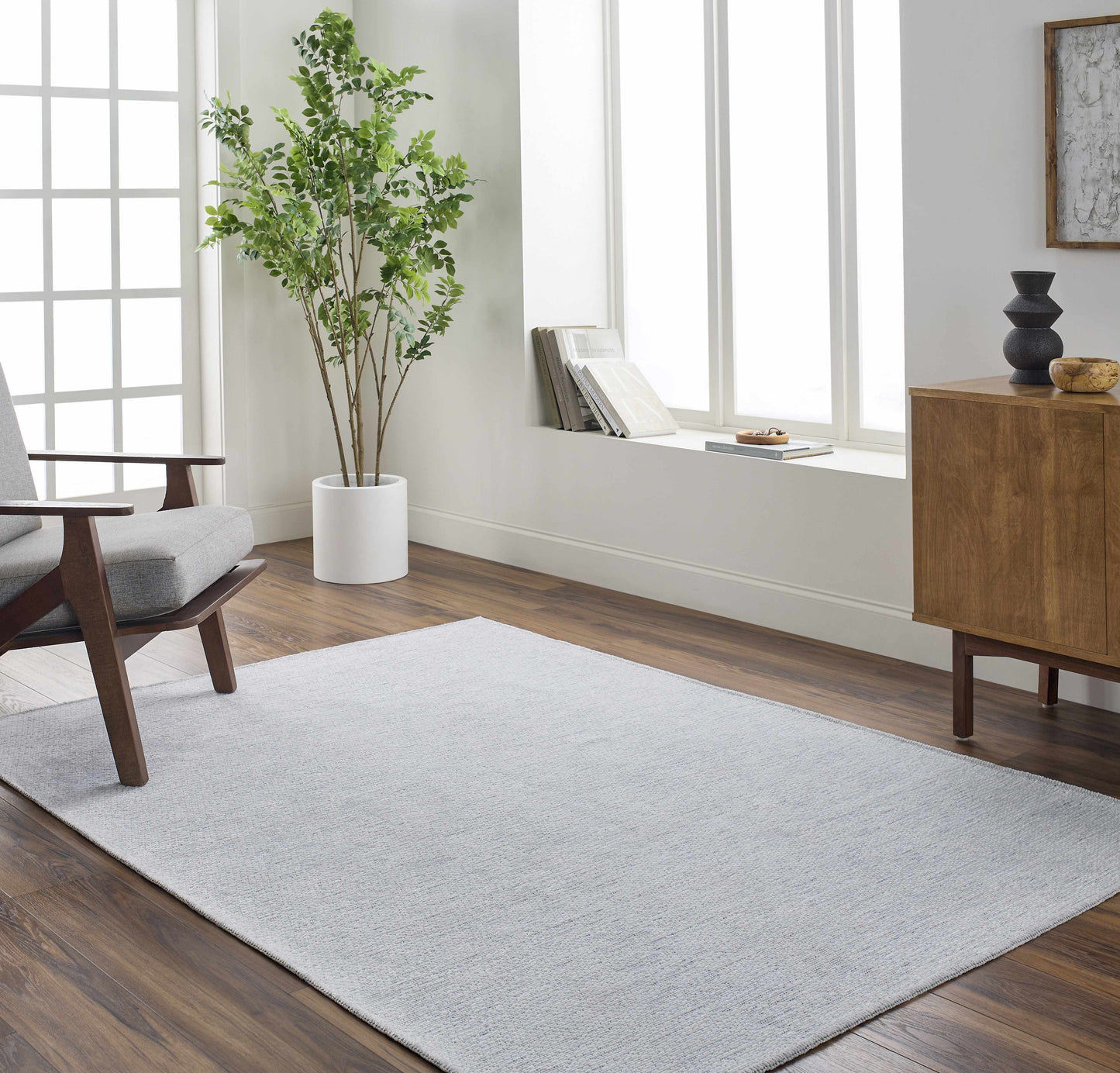 Isako Light Blue Solid Washable Rug - Clearance