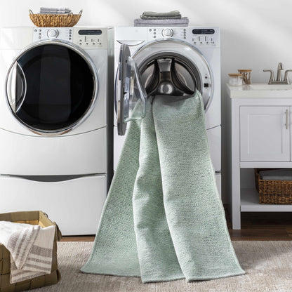 Isako Seafoam Solid Washable Area Rug