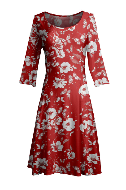 Red & White Floral Print-