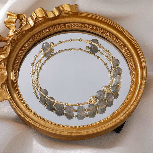 Strawberry Crystal & Goldtone Stacked Bangle