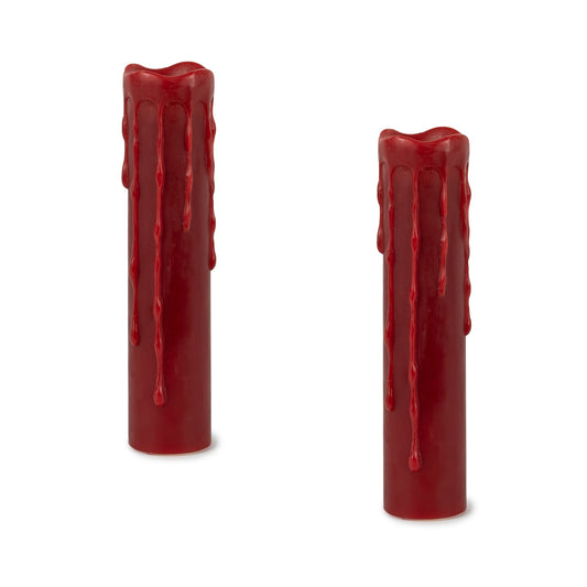 Melrose International Red LED Dripping Wax Designer Candle with Remote (Set of 2)