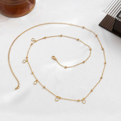 Cubic Zirconia & Goldtone Bead Waist Chain