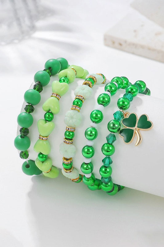 Ashley Beaded 5pcs Bracelet Set - Green / ONE
