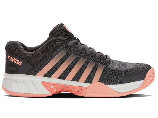 K-Swiss Express Light Pickleball Women's Court Shoes — Asphalt/Steel Gray/Peach