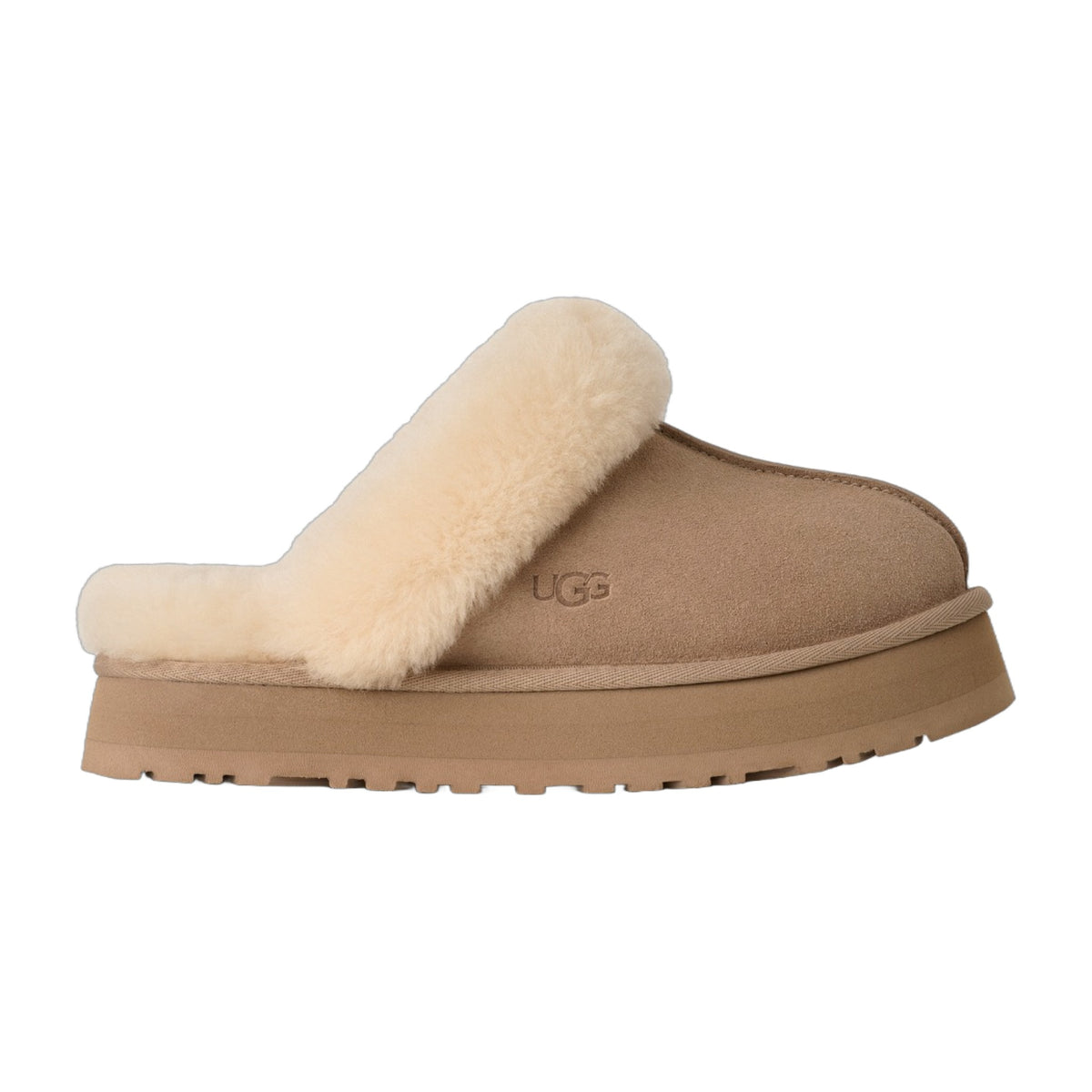 UGG Disquette Womens Platform Slippers — Sand Suede