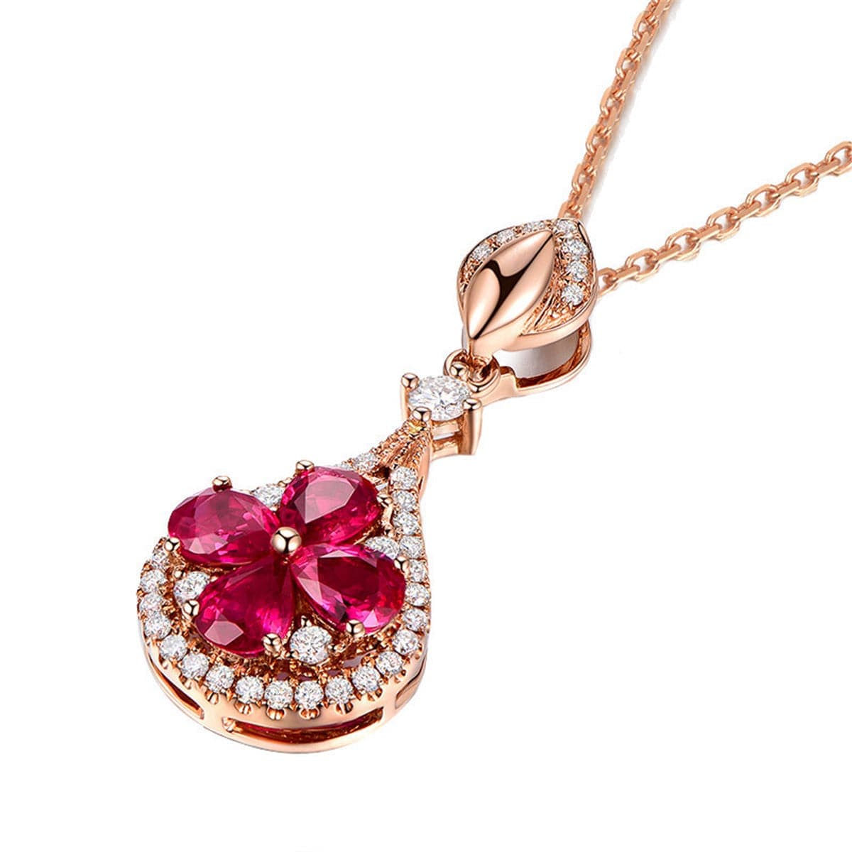 Red Pear Crystal & Rose Goldtone Teardrop Pendant Necklace