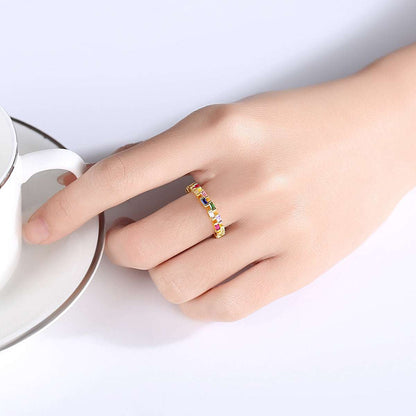 Multicolor Crystal & Goldtone Bricks Band