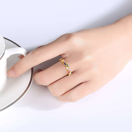 Multicolor Crystal & Goldtone Bricks Band