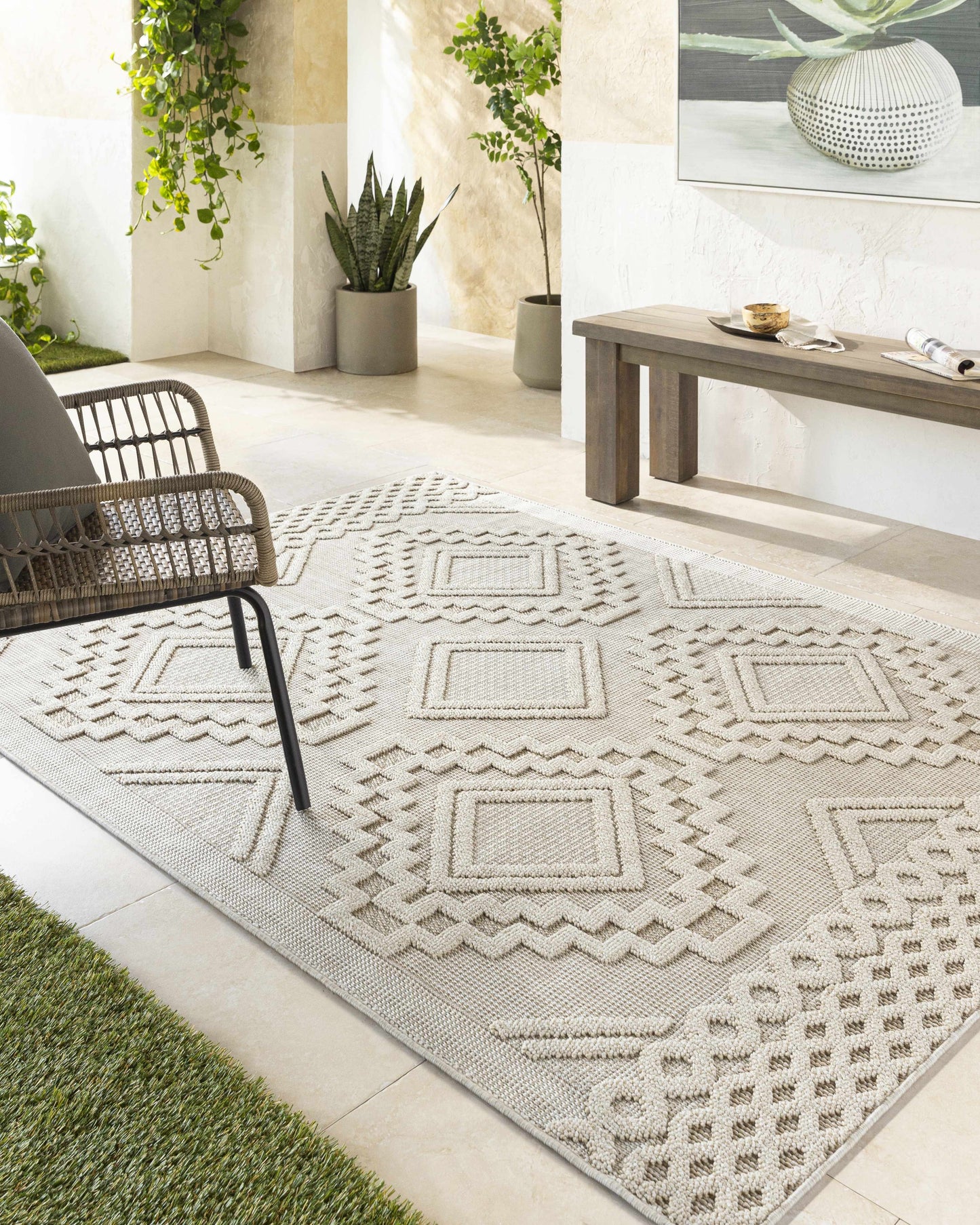 Arwid Bone Outdoor Area Rug - Clearance
