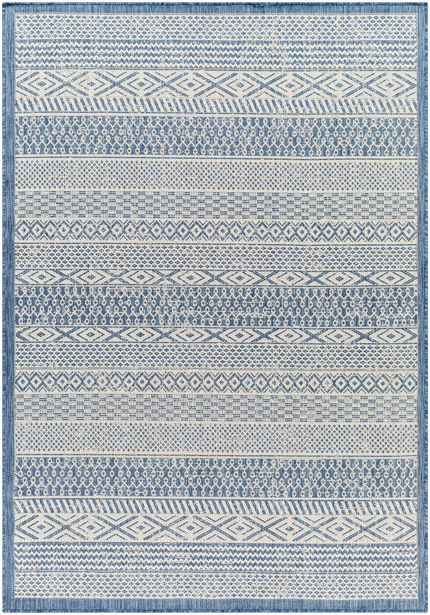 Humla Blue Aztec Outdoor Area Rug - Clearance