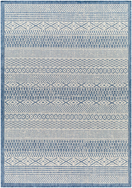 Humla Blue Aztec Outdoor Area Rug - Clearance