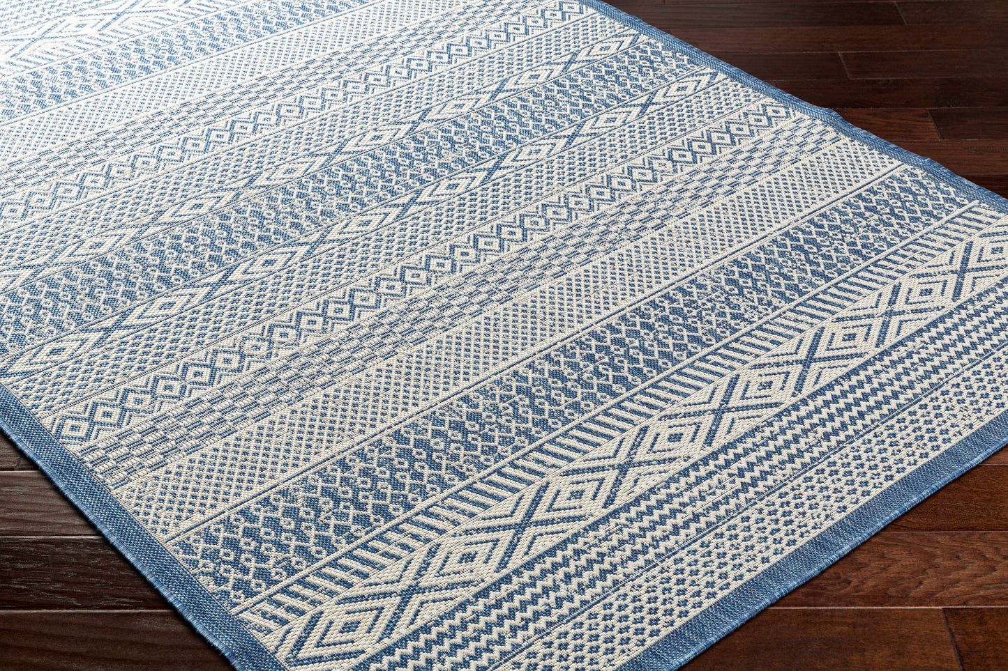 Humla Blue Aztec Outdoor Area Rug - Clearance