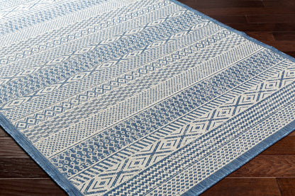 Humla Blue Aztec Outdoor Area Rug - Clearance