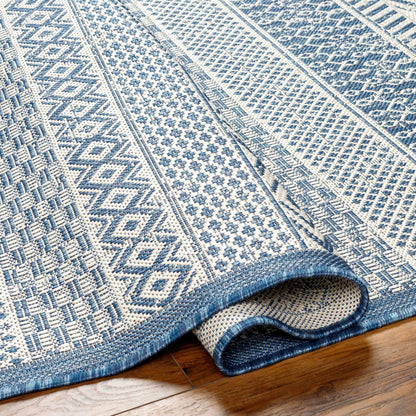 Humla Blue Aztec Outdoor Area Rug - Clearance