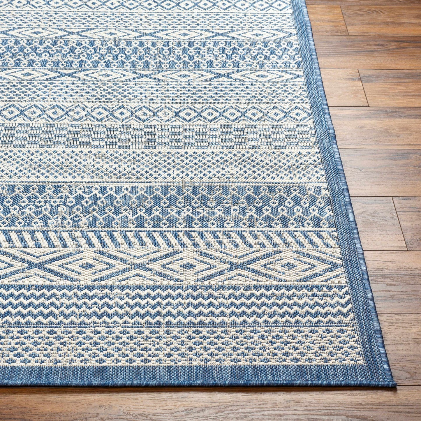 Humla Blue Aztec Outdoor Area Rug - Clearance