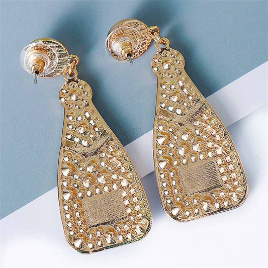 Green Cubic Zirconia & Pearl Goldtone Sparkling Champagne Drop Earrings
