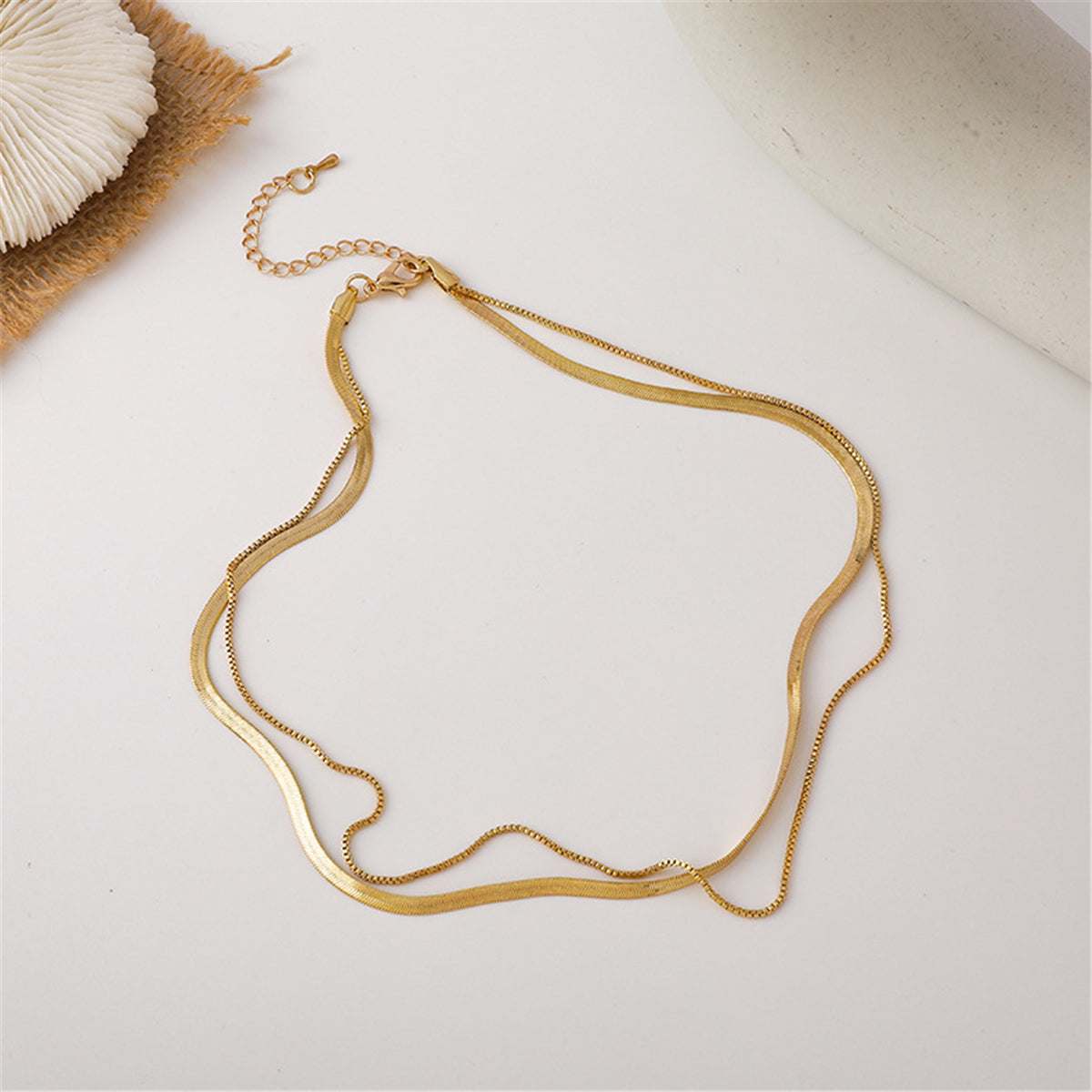 Goldtone Layered Chain Choker Necklace