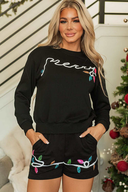 Torisora Graphic Pullover and Shorts - Black / 2XL - 20/22