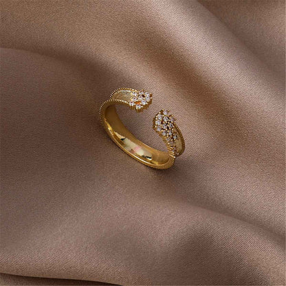 Cubic Zirconia & Goldtone Milgrain Cluster Bypass Ring