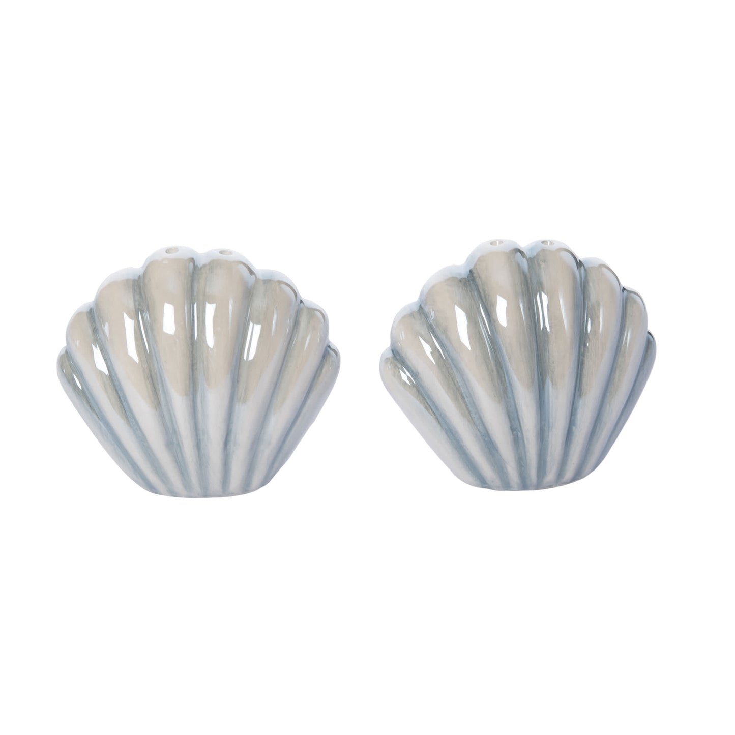 Dolomite Seashell Salt and Pepper Set of 2 Blue for Spring Serving and Entertaining