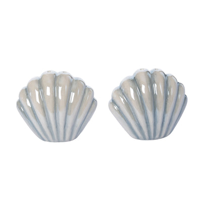 Dolomite Seashell Salt and Pepper Set of 2 Blue for Spring Serving and Entertaining