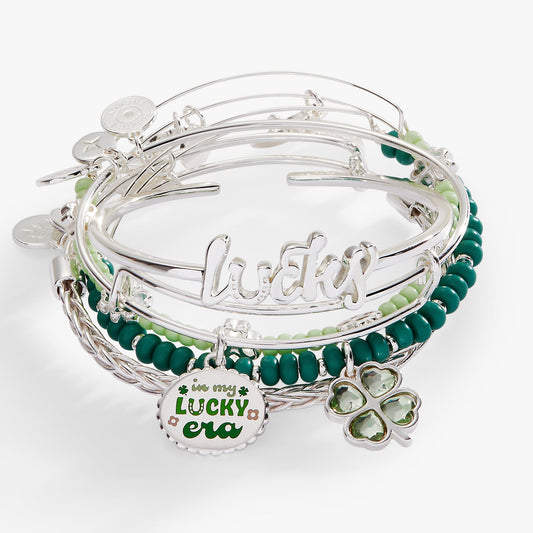 Lucky Four-Leaf Clover Bangle Set of 5