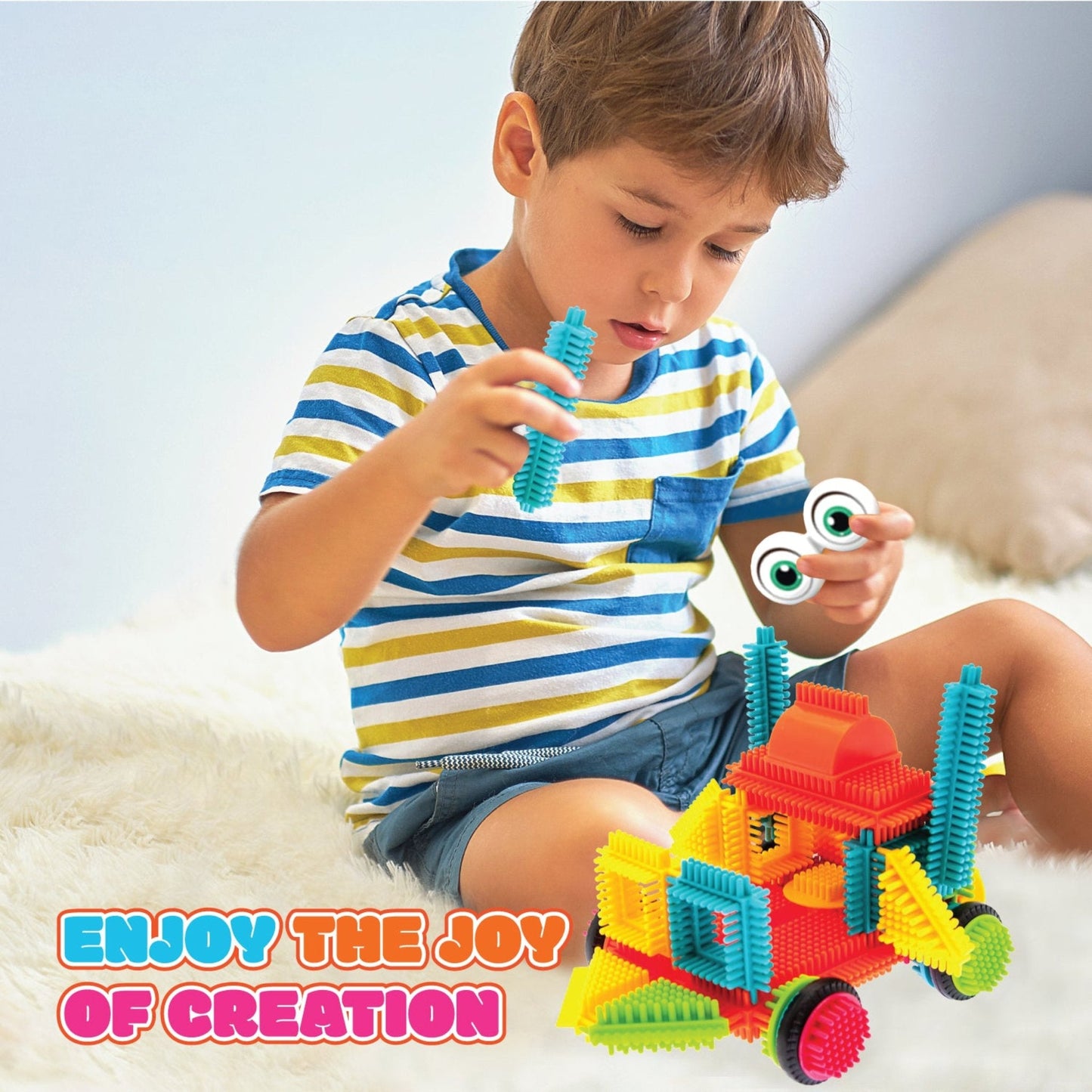 Contixo ST5 Bristle Shape STEM Blocks - 144 Pcs 3D Building Tiles Set