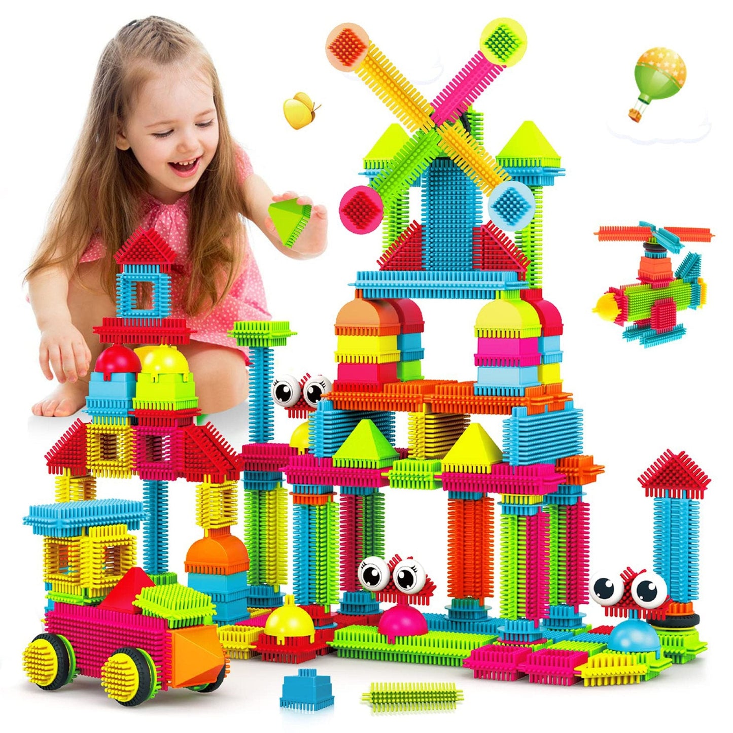 Contixo ST5 Bristle Shape STEM Blocks - 144 Pcs 3D Building Tiles Set