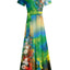 Blue Green Watercolor Floral Print