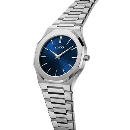 Silver Tone Blue-