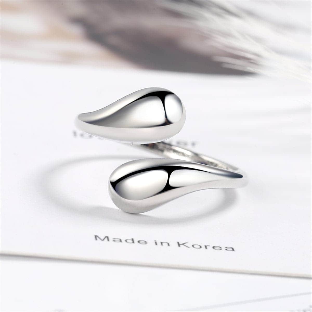 Silvertone Teardrop Bypass Ring
