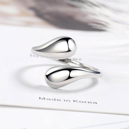Silvertone Teardrop Bypass Ring