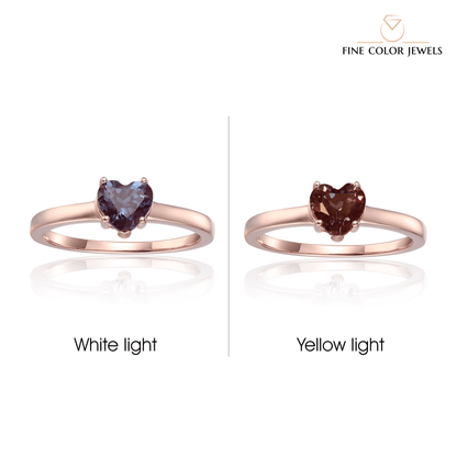 Alexandrite Solitaire Heart Ring