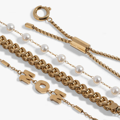 Mom Pearl Stranded™ Bracelet Set