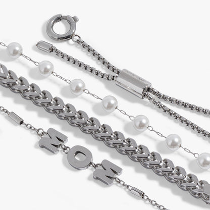 Mom Pearl Stranded™ Bracelet Set