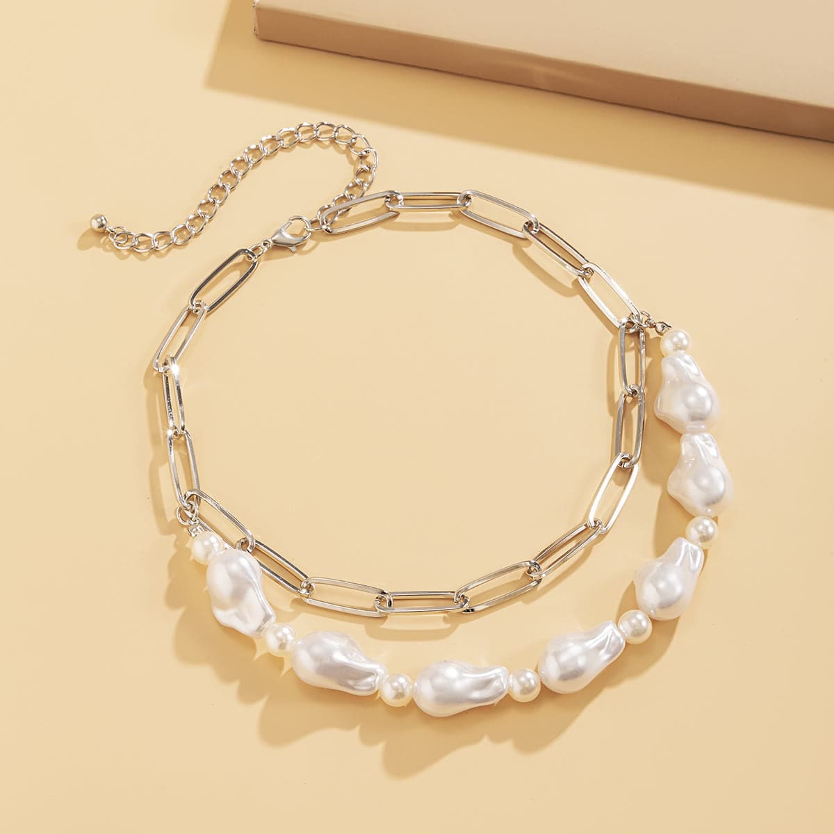 Pearl & Goldtone Figaro Layered Necklace