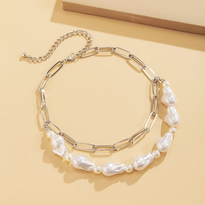 Pearl & Goldtone Figaro Layered Necklace