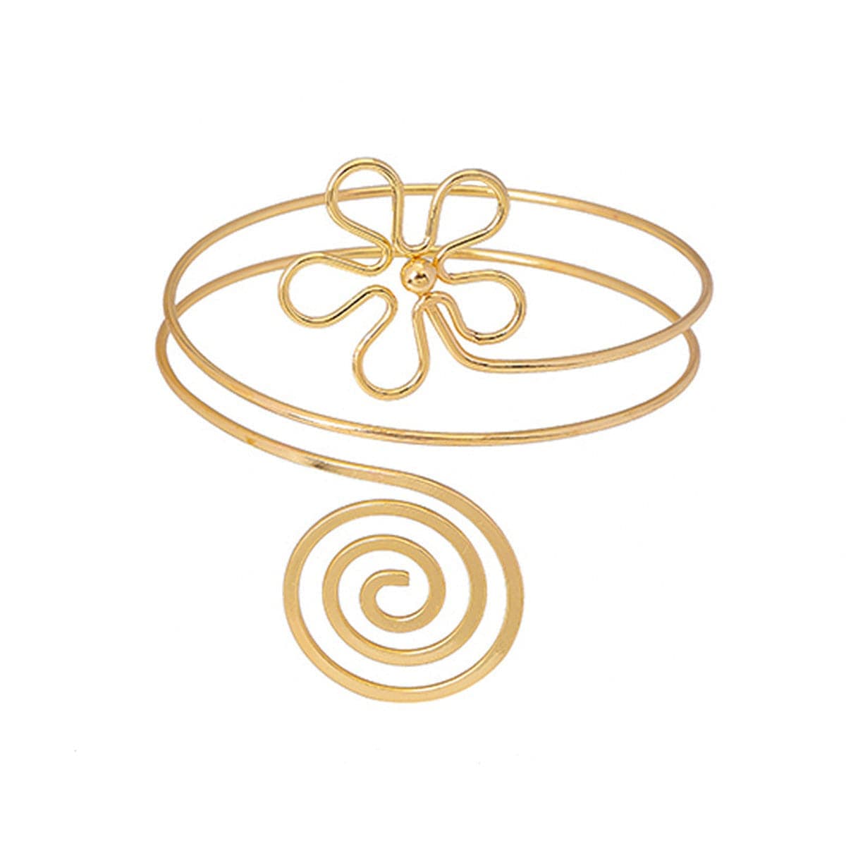 Goldtone Flower Swirl Arm Cuff